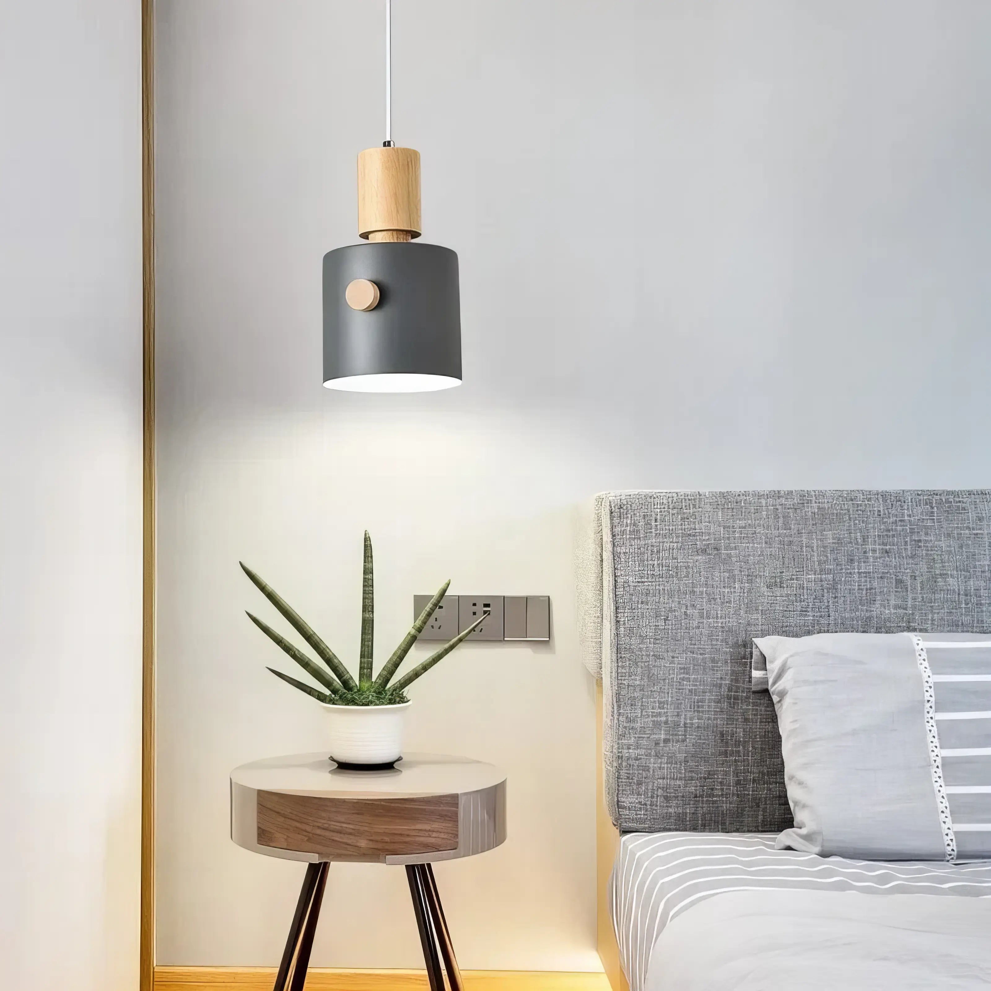 Sally - Nordic Round Wooden Pendant Ceiling Light