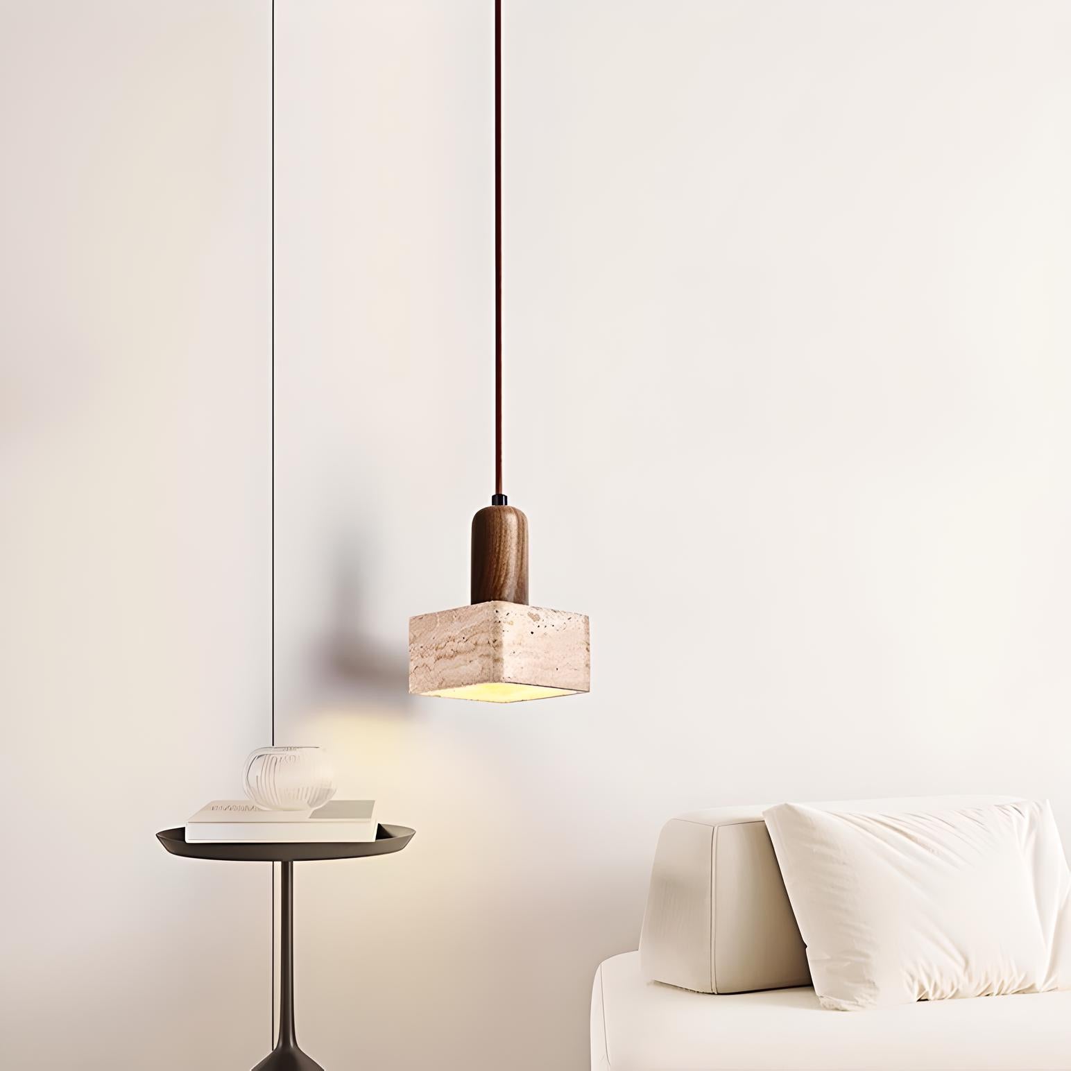 Franciska - Square Stone Hanging Pendant Ceiling Light