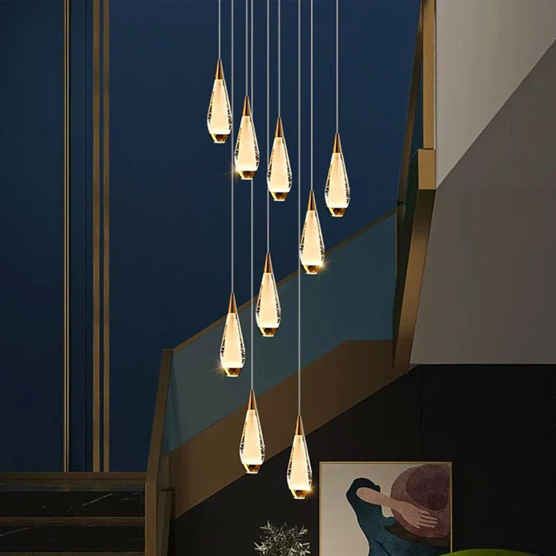 Carrie - Modern Spiral Teardrop with Liquid Ceiling Chandelier