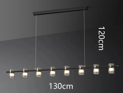 Phitrite - Modern Long Bar Multi Head Black Hanging Ceiling Light Chandelier