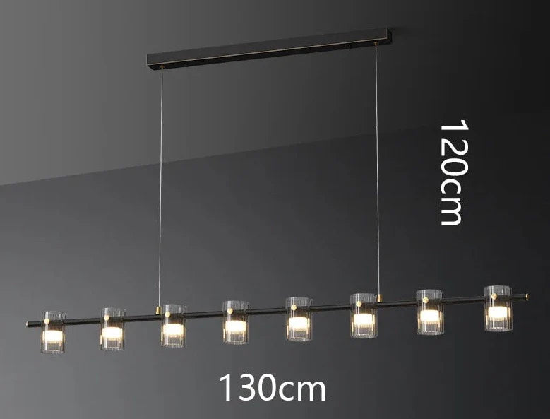 Phitrite - Modern Long Bar Multi Head Black Hanging Ceiling Light Chandelier