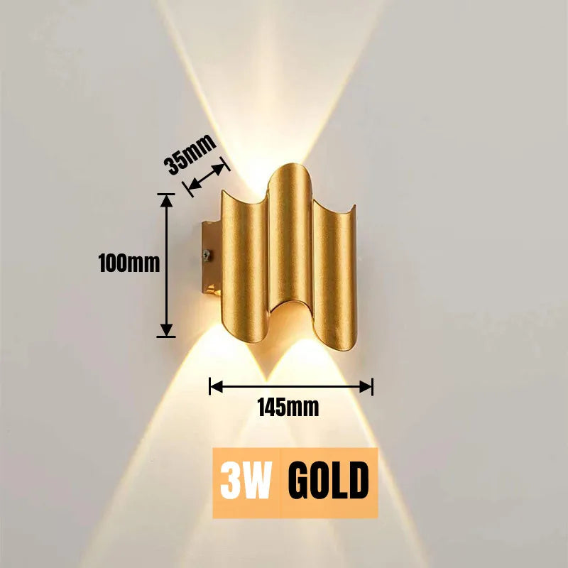 Battisti - Black Gold Cylindrical Up Down Modern Wall Light