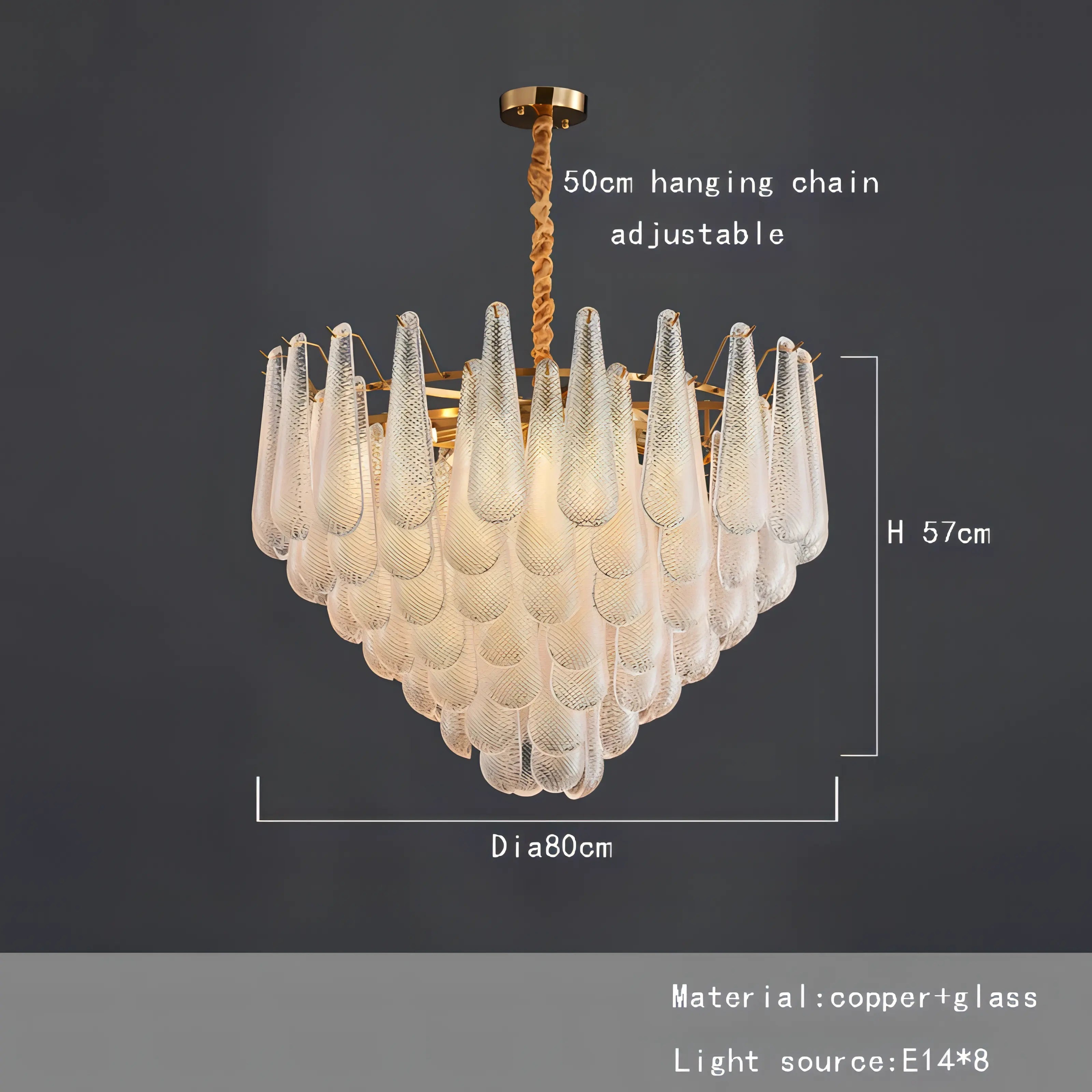 Roselia - Patterned Teardrop Glass Multi-layer Tiered Ceiling Light Chandelier