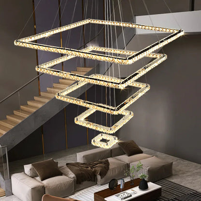 Pollonia - Modern Square Tiered Gold Hanging Chandelier