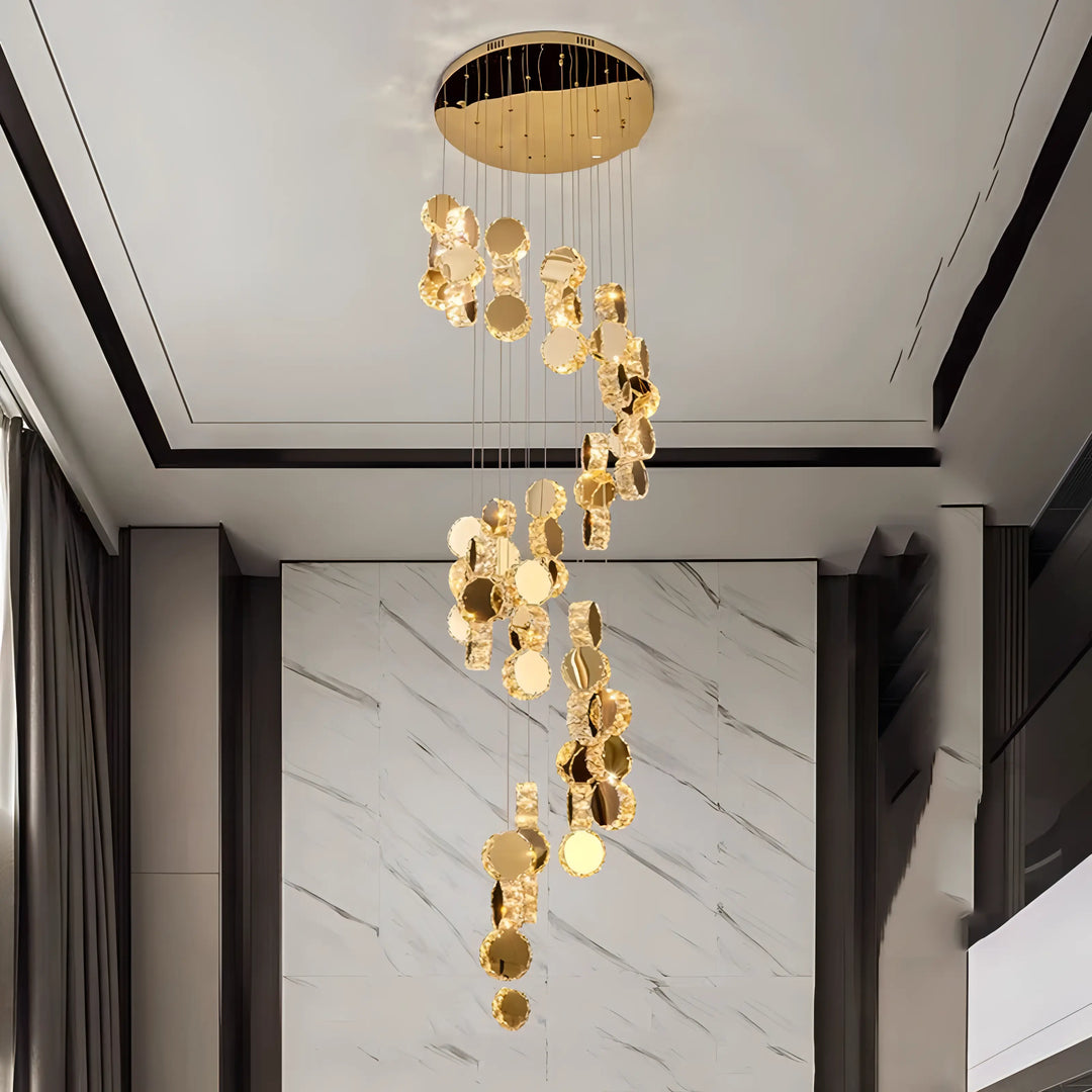 Christina - Round Crystal Gold Hanging Ceiling Chandelier