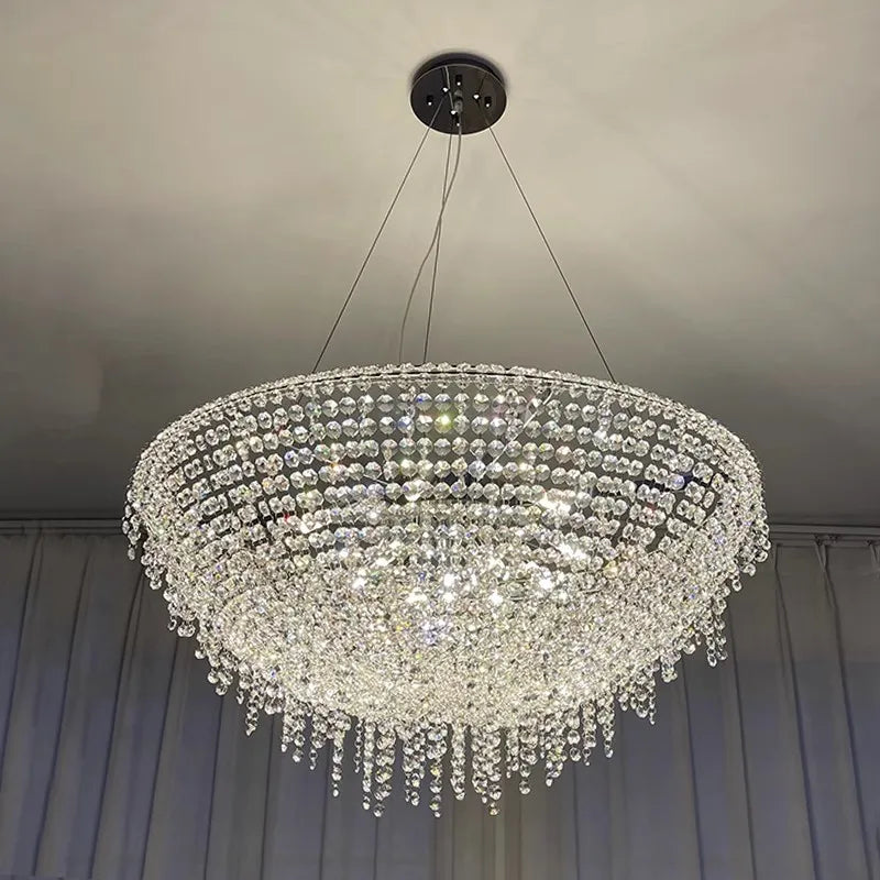 Emma - Round Crystal Tassel Hanging Ceiling Chandelier