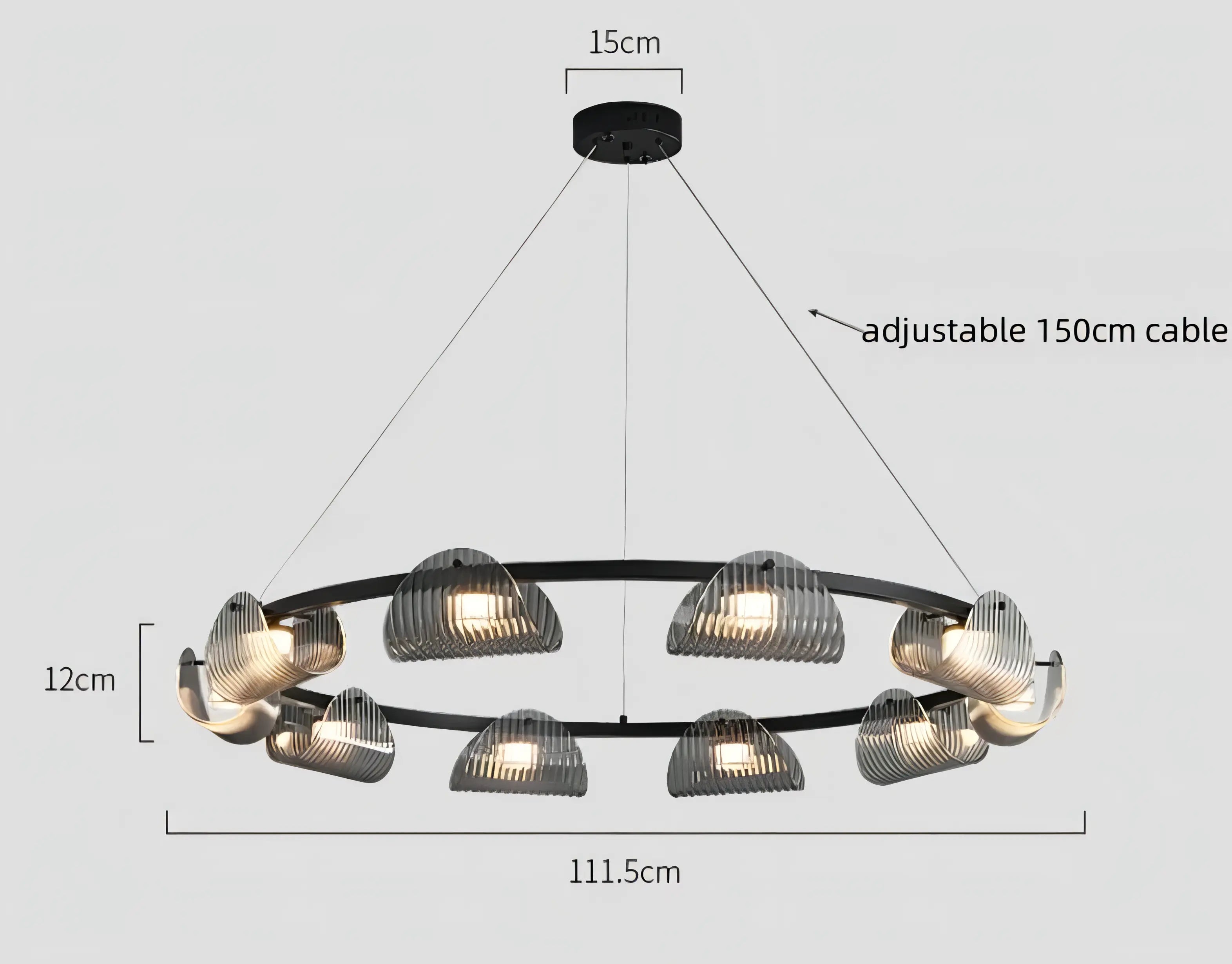 Sofie - Modern Grey Patterned Glass Ceiling Chandelier