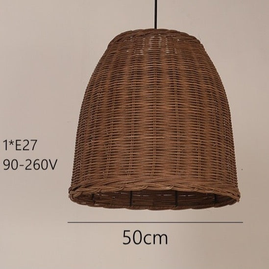 EKUA - Handmade Rattan Shade Round Pendant Ceiling Light
