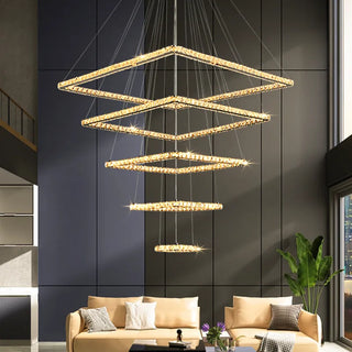 Pollonia - Modern Square Tiered Gold Hanging Chandelier