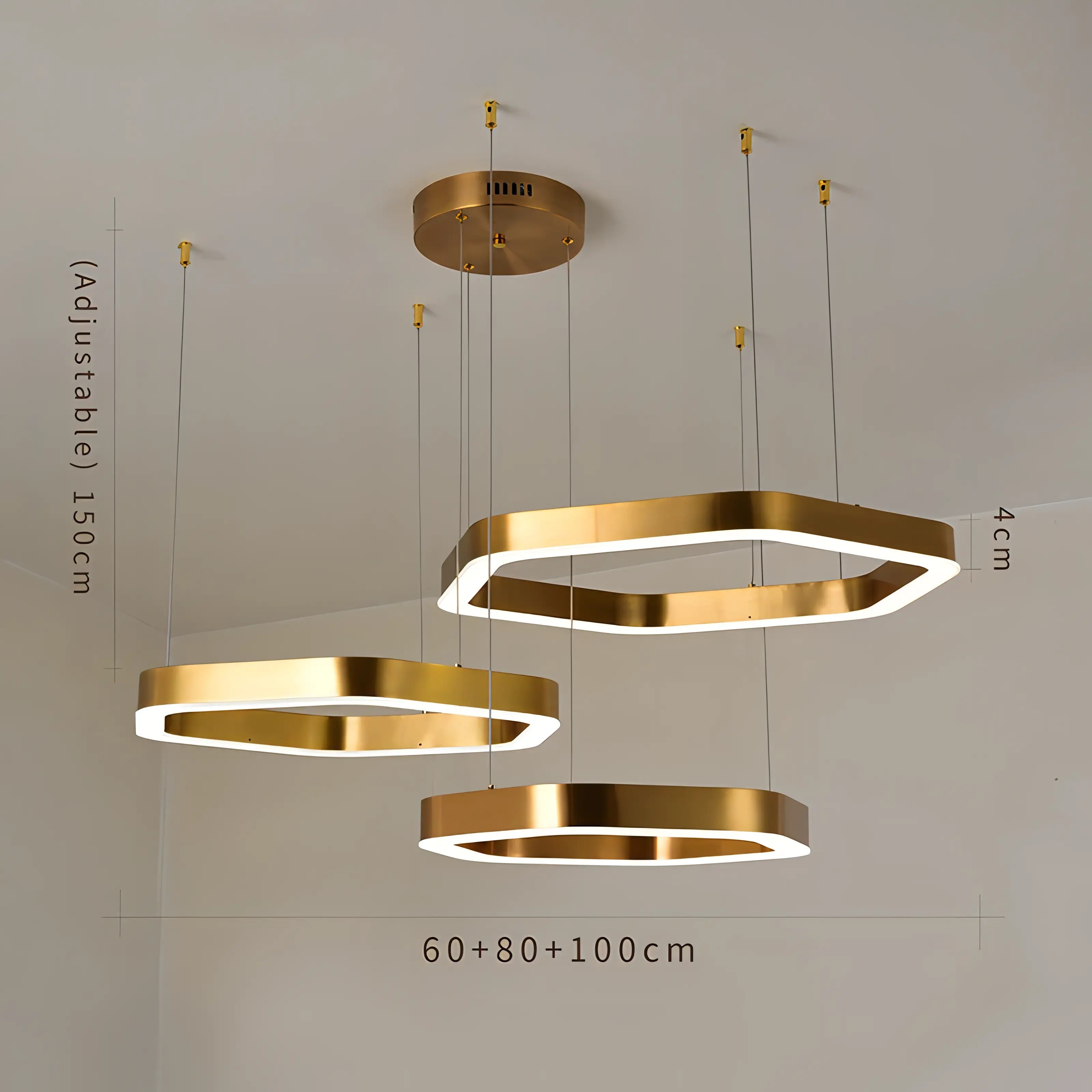 Elouise - Hexagon LED Gold Ceiling Chandelier