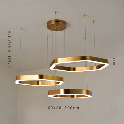 Elouise - Hexagon LED Gold Ceiling Chandelier