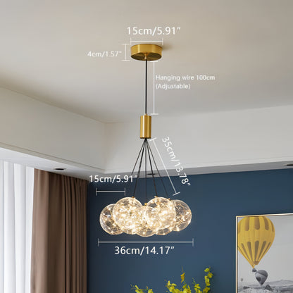 Raylan - Clear Glass Multi Bubble Ball Gold Ceiling Light Chandelier