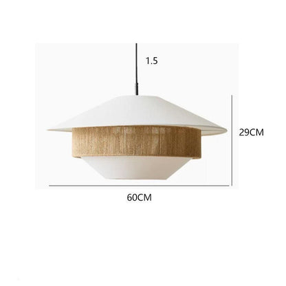 Jolanka - Vintage Japanese Round Double Shade White Hand Woven Ceiling Light
