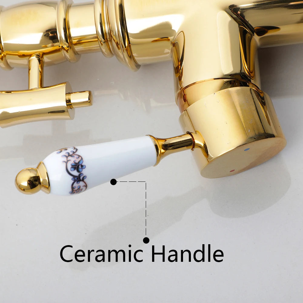 Ryann - Modern Gold Finish Coil Spring Swivel Kitchen Tap