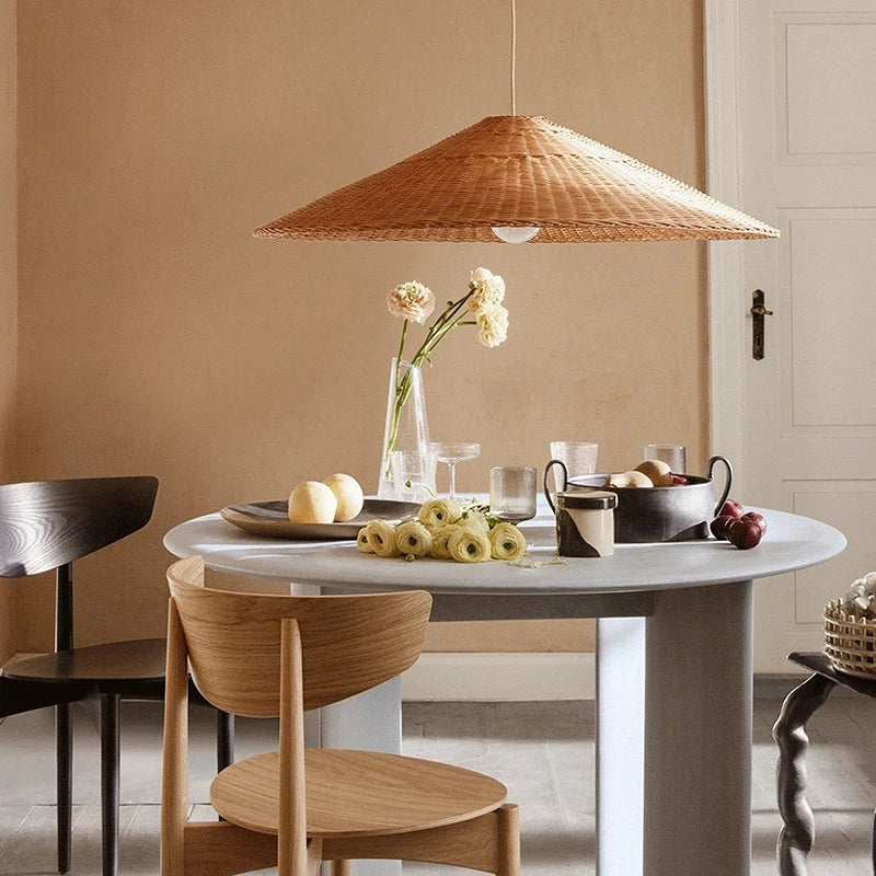 Erendira - Japanese Woven Wabi Sabi Cone Hanging Pendant Ceiling Light