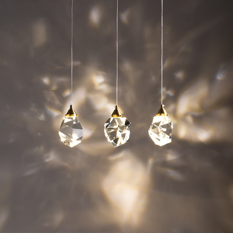 Najwa - Crystal Pendant Glass Shade Hanging Gold Ceiling Light