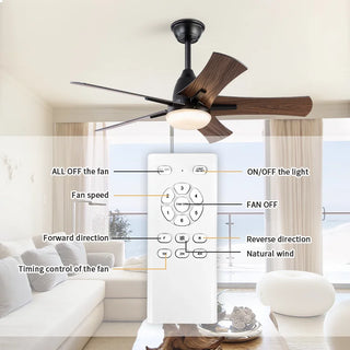 Bolden - Gold 5 Blade Modern Wood Ceiling Fan with Light