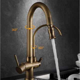 Trista - Antique Brass Kitchen 3 Way Filtered Pull Out Tap