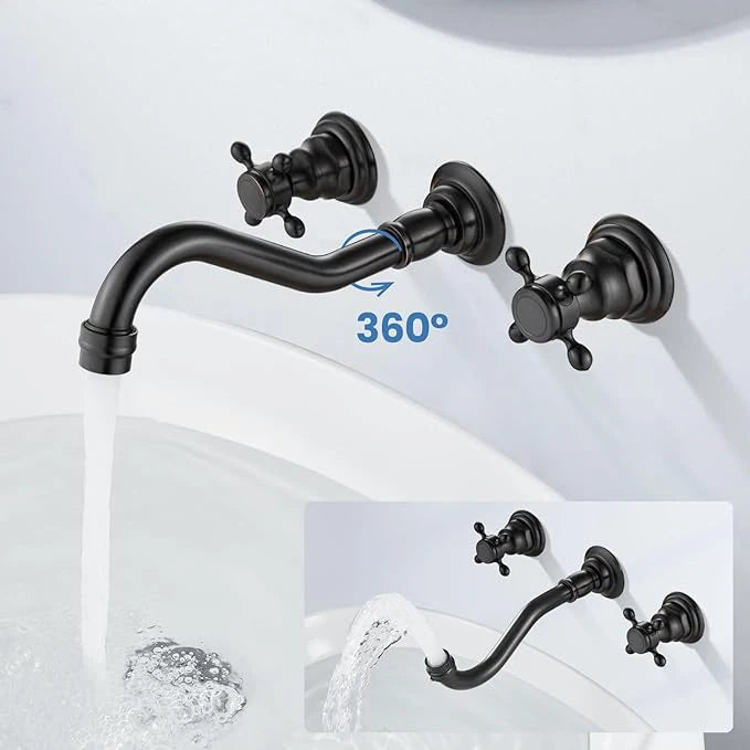 Maira - Vintage Style Dual Handle Hot/Cold Mixer Wall Tap