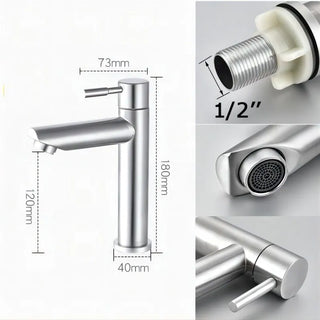 Edith - Modern Stainless Steel Single Lever Deck Mounted Basin Mixer Tap