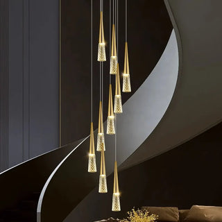 Brosia - Round Spiral Gold Teardrop Hanging Ceiling Chandelier