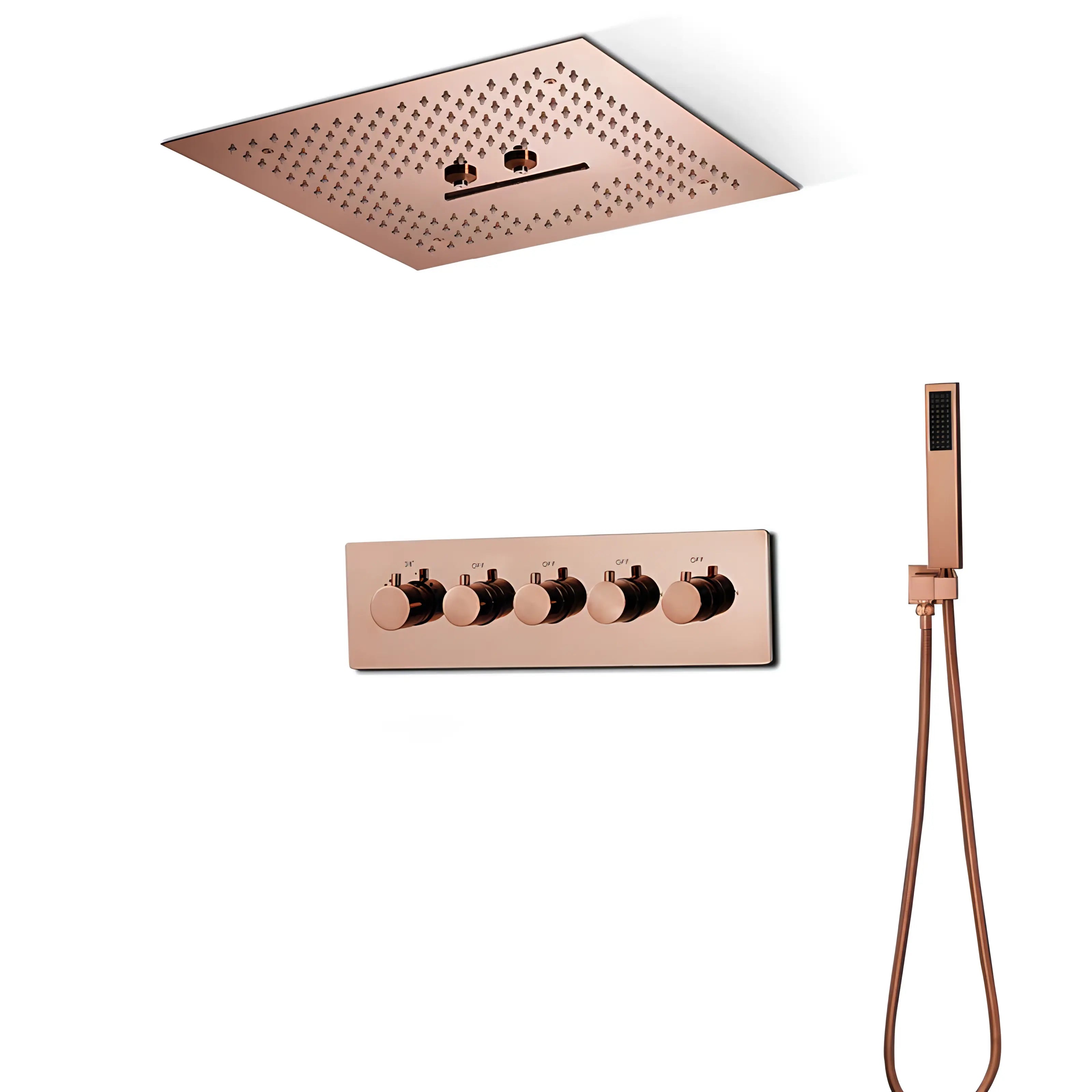 Ochoa - Modern Ceiling Waterfall 16 Inch Head LED Multi Function with Handheld Mini Sprayer