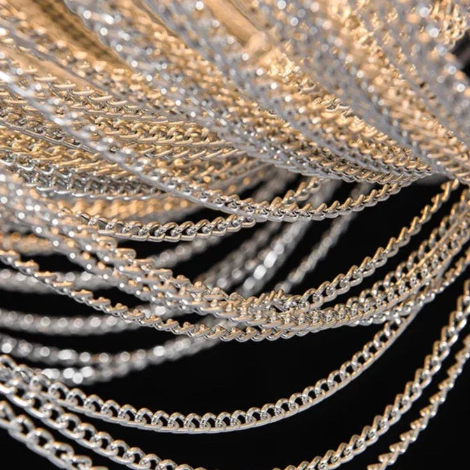 Shaffer - Round Stainless Steel Chain Tassel Chandelier