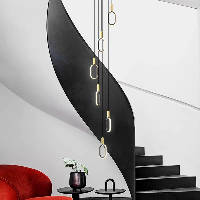 Sia - Modern LED Round Black & Gold Ceiling Chandelier