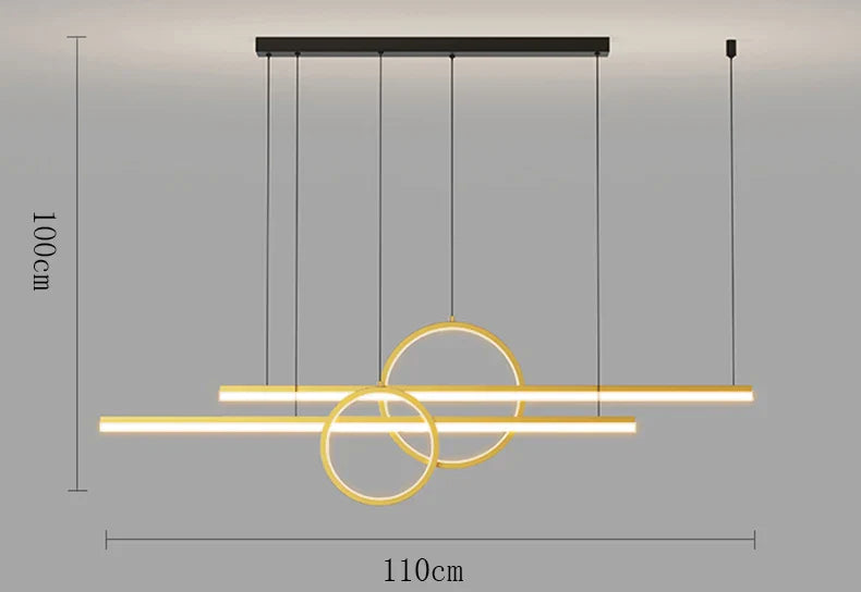 Evdokia - Modern Long Bar LED Double Ring Ceiling Light Chandelier