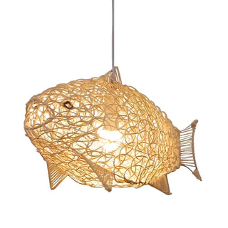 Bianca - Modern Wavy Rattan Fish Pendant Ceiling Light