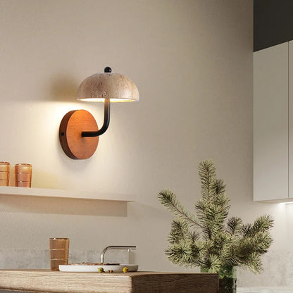 Marli - Vintage Retro Mushroom Shape Natural Stone Wall Light