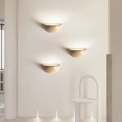 Janie - Semi Circular Stone Dish Up Wall Light