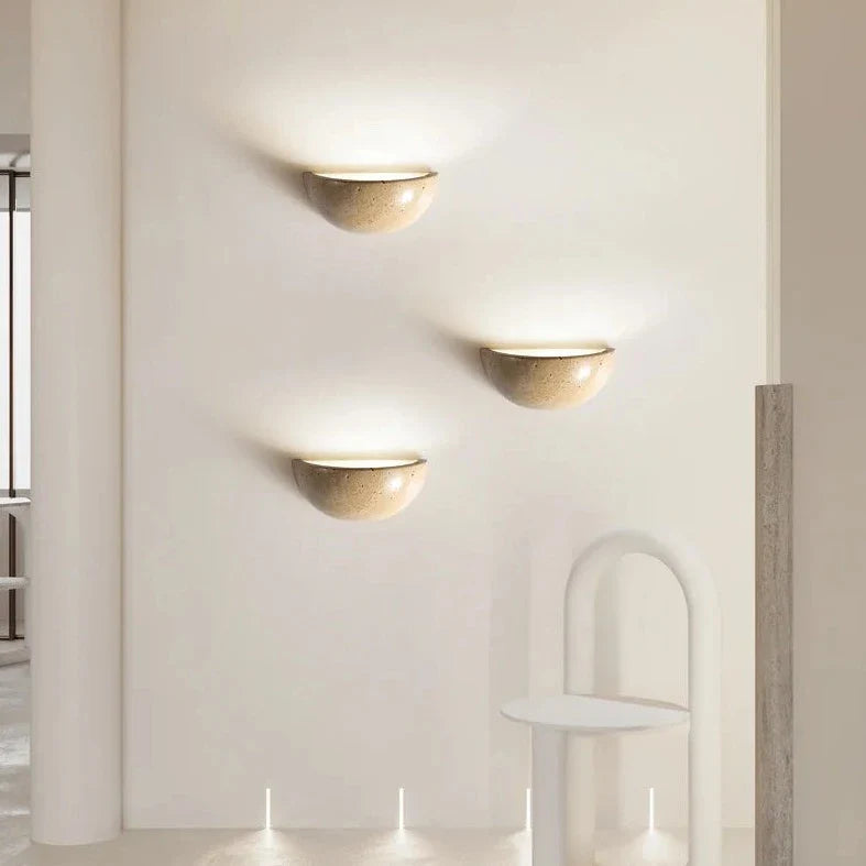 Janie - Semi Circular Stone Dish Up Wall Light