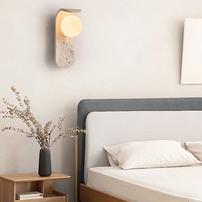 Noah - Yellow Cave Stone Wall Light White Glass LED