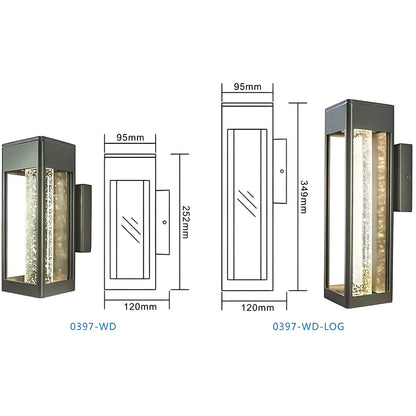 Holland - Black Caged Crystal Bubble Glass Outdoor Wall Light