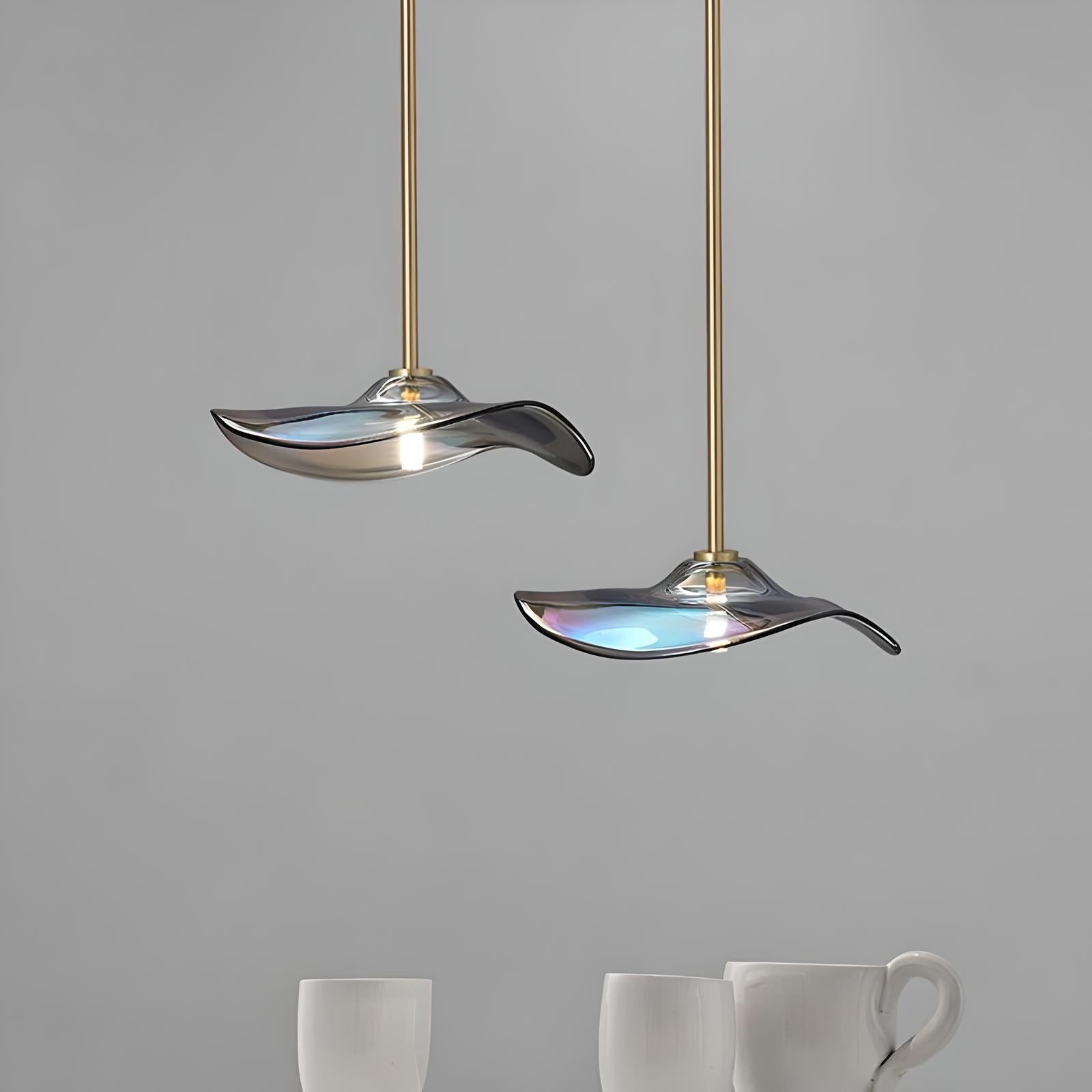 Felicia - Modern Wavy Neo-Chrome Glass Plated Pendant Light