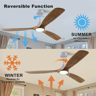 Coley - 42/52/60Inch Natural Wood Silent 3 Blade Ceiling Fan Remote Control