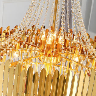 Duke - Gold Multi Tier Round Crystal Glass Hanging Ceiling Light Chandelier