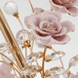 Marbella - Pink Flower Rose Crystal Hanging Ceiling Light Chandelier