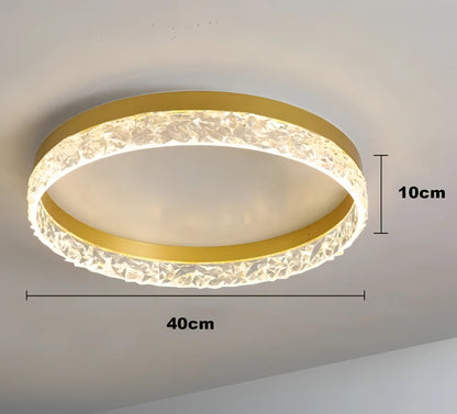 Ayesha - Modern Round Flush Mount Crystal Glass Dimmable Ceiling Light