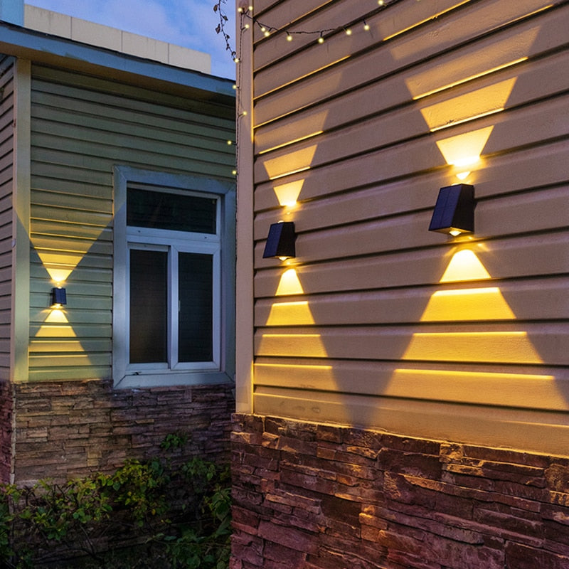 Lakopa - Outdoor LED Black Solar Wall Light Waterproof Up/Down
