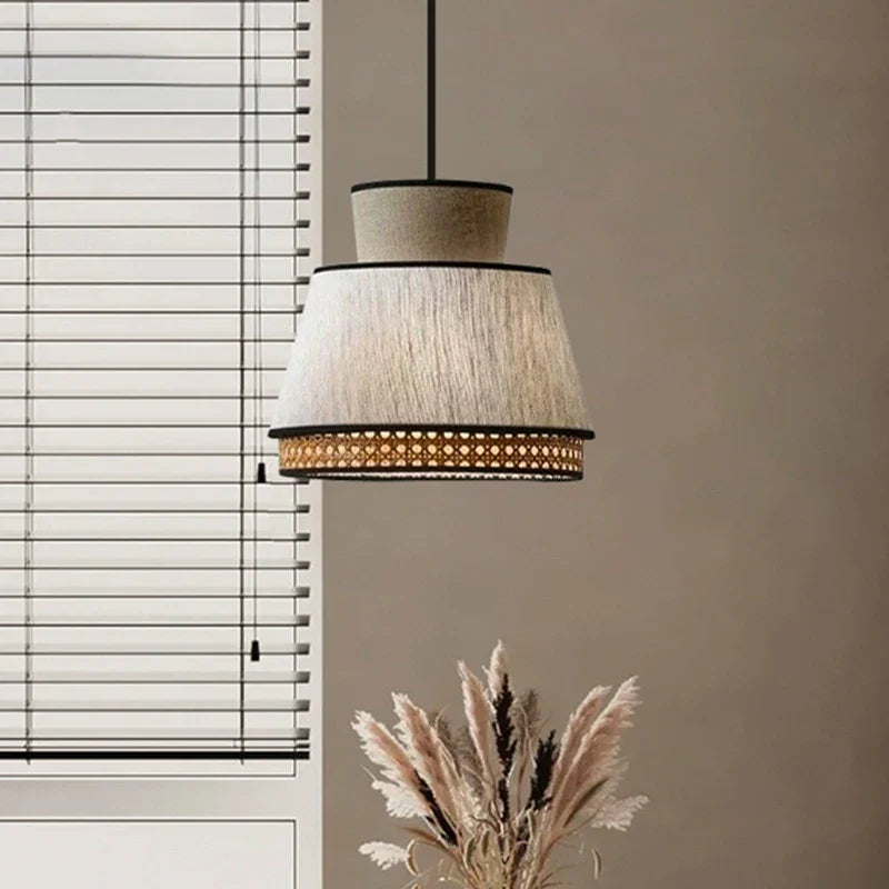 Veronica - Vintage Cloth Rattan Pendant Ceiling Light