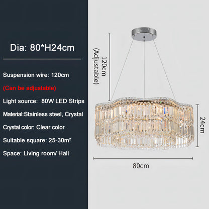 Aston - Crystal Wave Design Adjustable Ceiling Chandelier