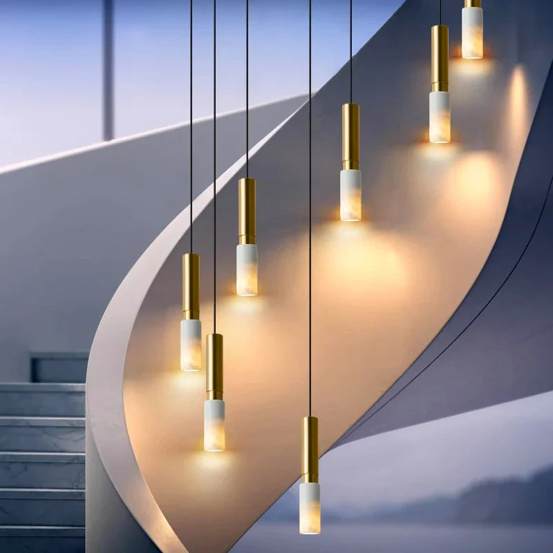 Lena - Modern Round White & Gold Ceiling Chandelier