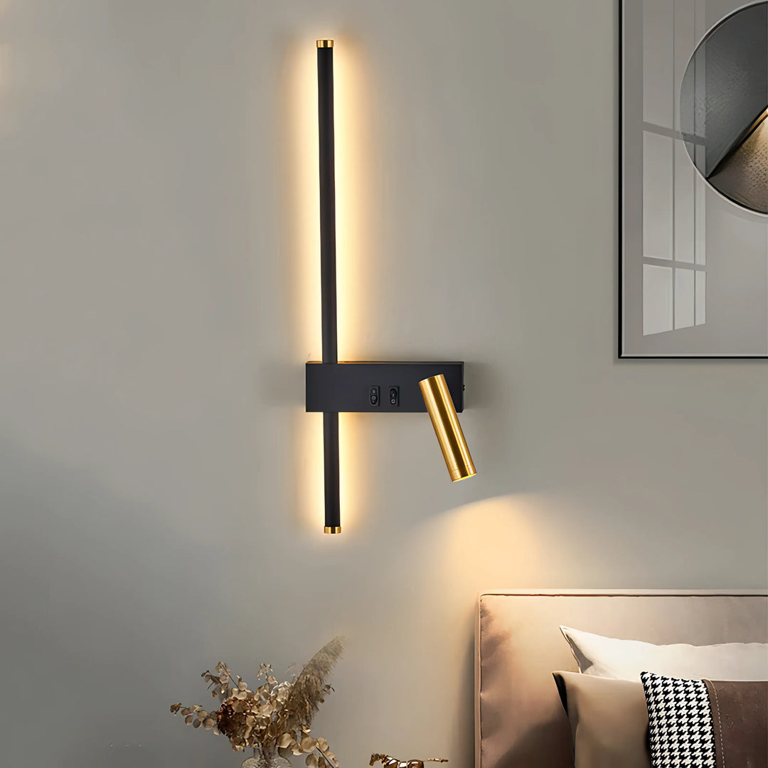 Goebel - Switch-Controlled Modern Black & Gold Dual Reading Wall Light