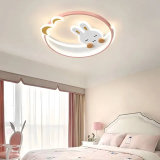 Lindsay - Round Bunny with Cloud Children's Room Ceiling Light