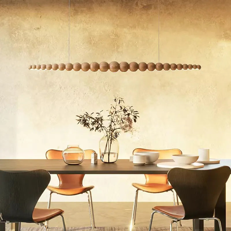 Walker - Modern Wooden Bead Long LED Ceiling Light