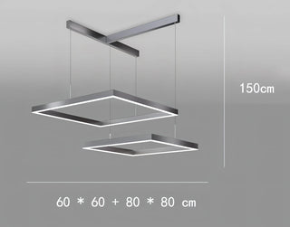 Brodie - Modern Minimalist Dimmable Hanging Square LED Ceiling Light Chandelier