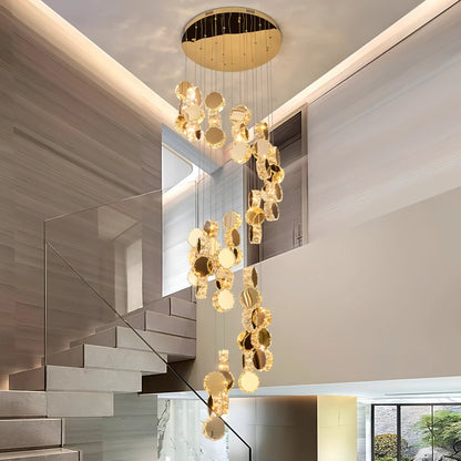 Christina - Round Crystal Gold Hanging Ceiling Chandelier