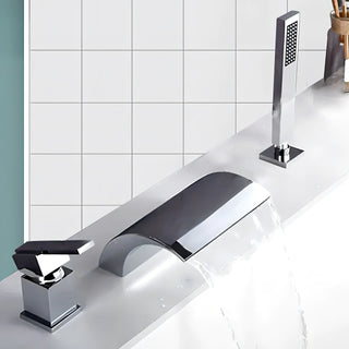 Frias - 3 Piece Modern Waterfall Bathtub Mixer Tap Set Pull Out Shower